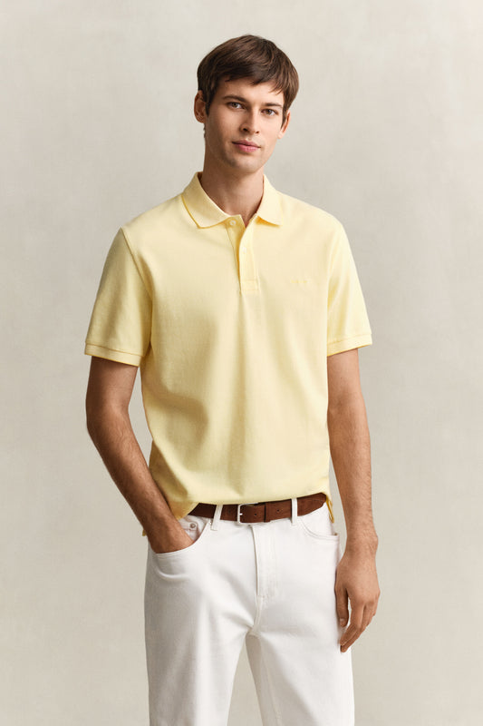 REG SHIELD SS PIQUE POLO - 713 VANILLA YELLOW