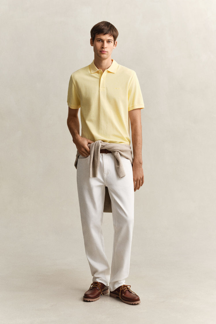 REG SHIELD SS PIQUE POLO - 713 VANILLA YELLOW