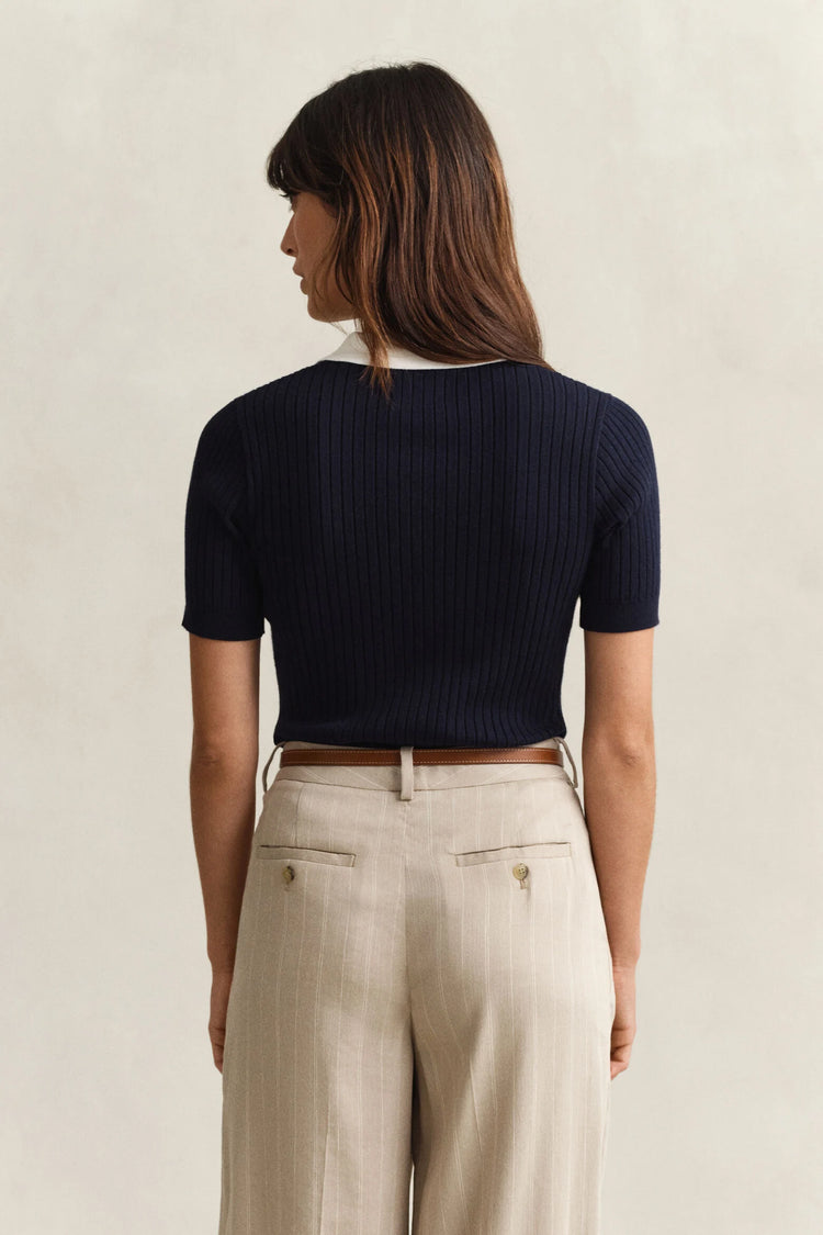 RIB KNIT SS RUGGER - EVENING BLUE