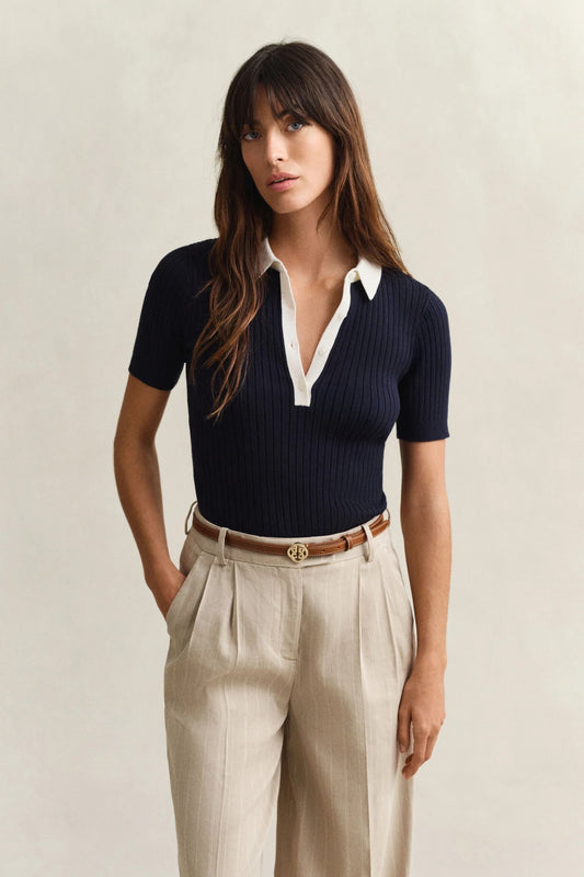 RIB KNIT SS RUGGER - EVENING BLUE