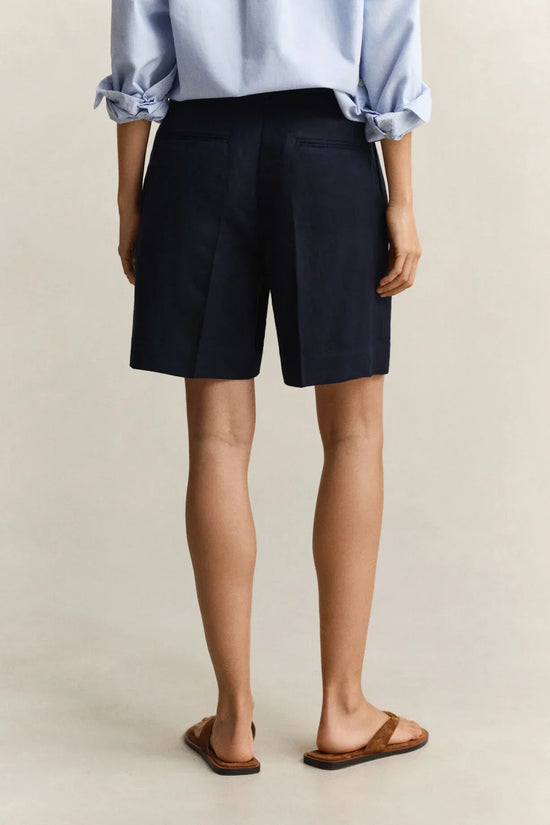 Marinblå linneshorts herr klassisk stil