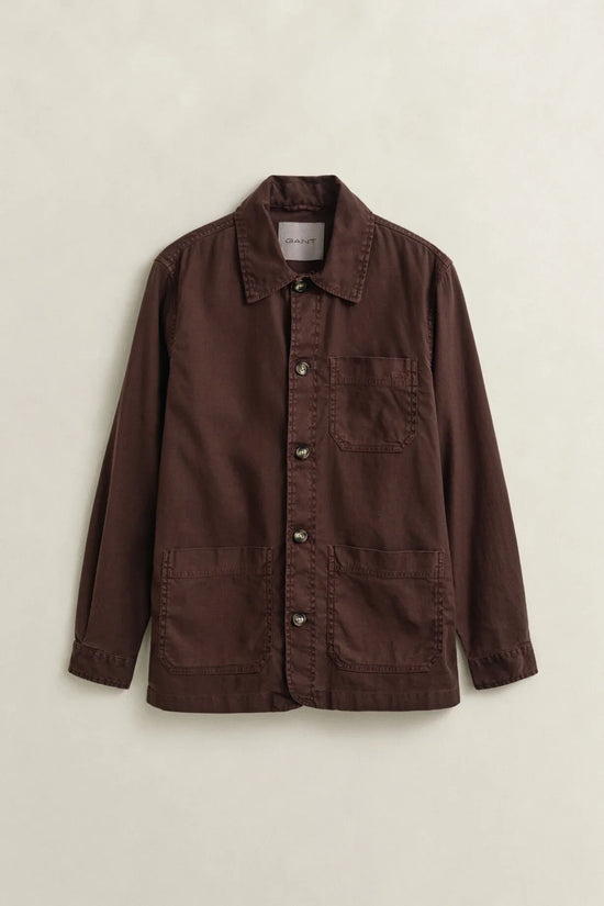Gant brun overshirt herr med tre fickor och knappar