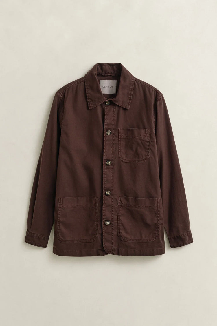 Gant brun overshirt herr med tre fickor och knappar