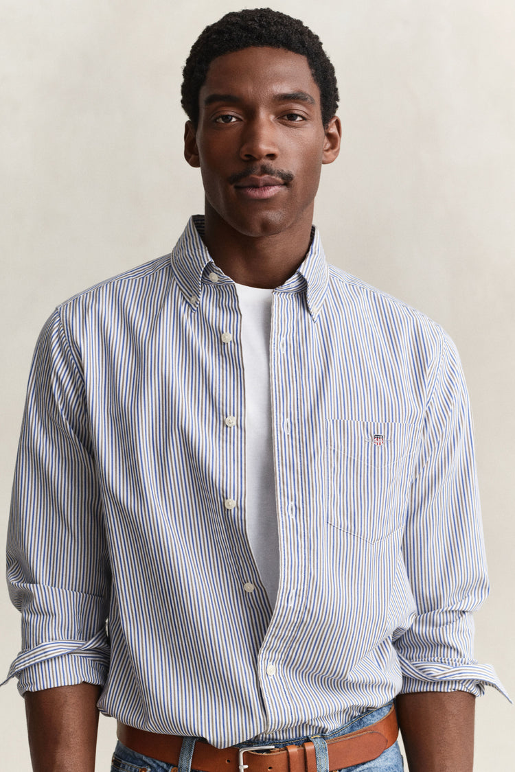 REG POPLIN STRIPE SHIRT - 260 FADED TAUPE