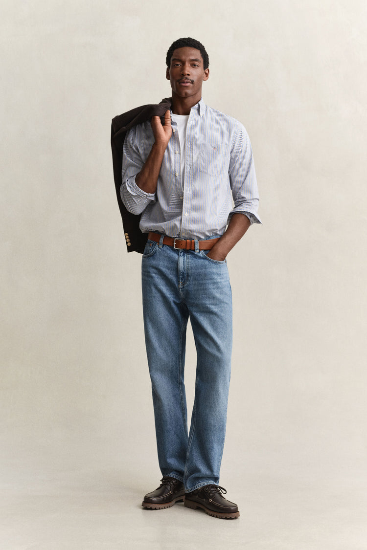 REG POPLIN STRIPE SHIRT - 260 FADED TAUPE