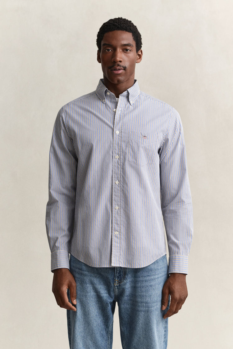 REG POPLIN STRIPE SHIRT - 260 FADED TAUPE