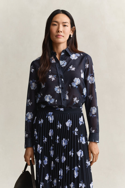 Cotton Silk Shirt - Evening Blue