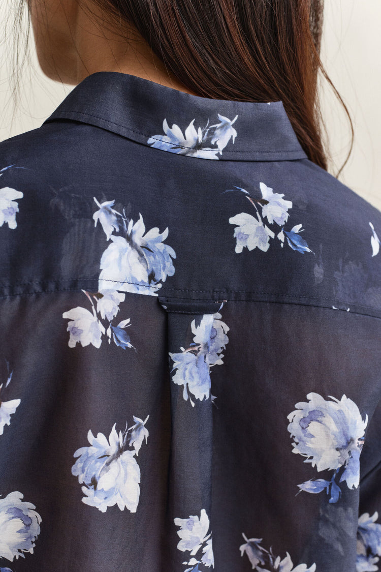 Cotton Silk Shirt - Evening Blue