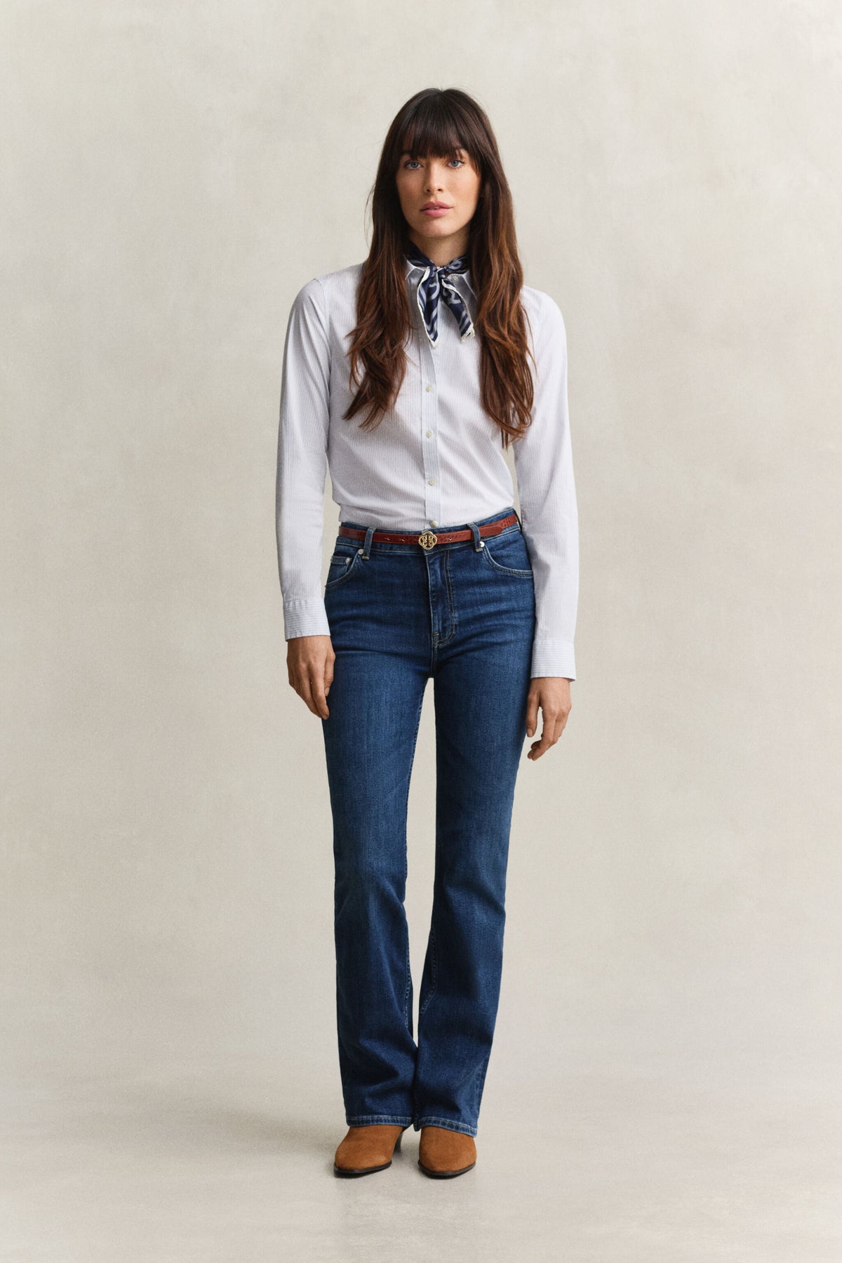 Slim Flared Jeans - Dark Blue Worn In