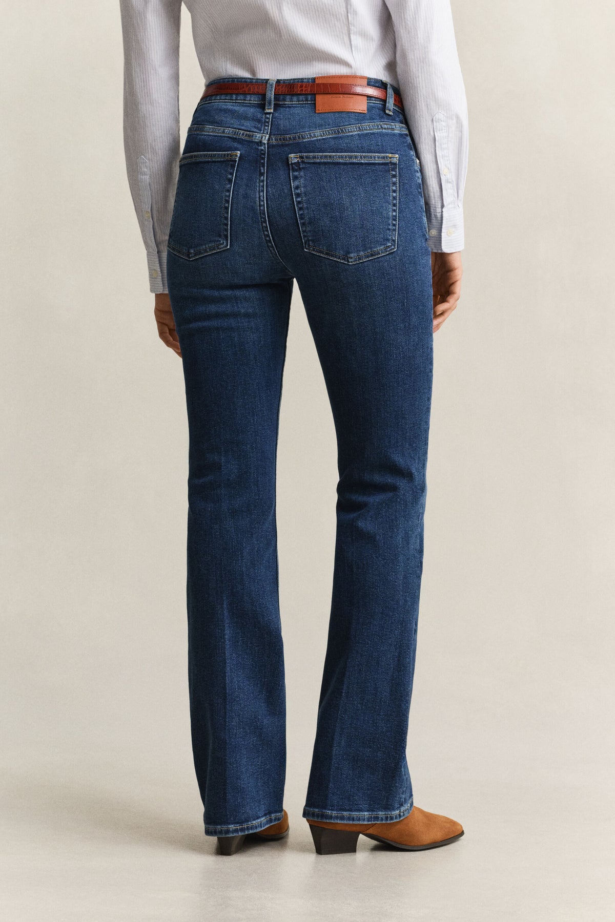 Slim Flared Jeans - Dark Blue Worn In