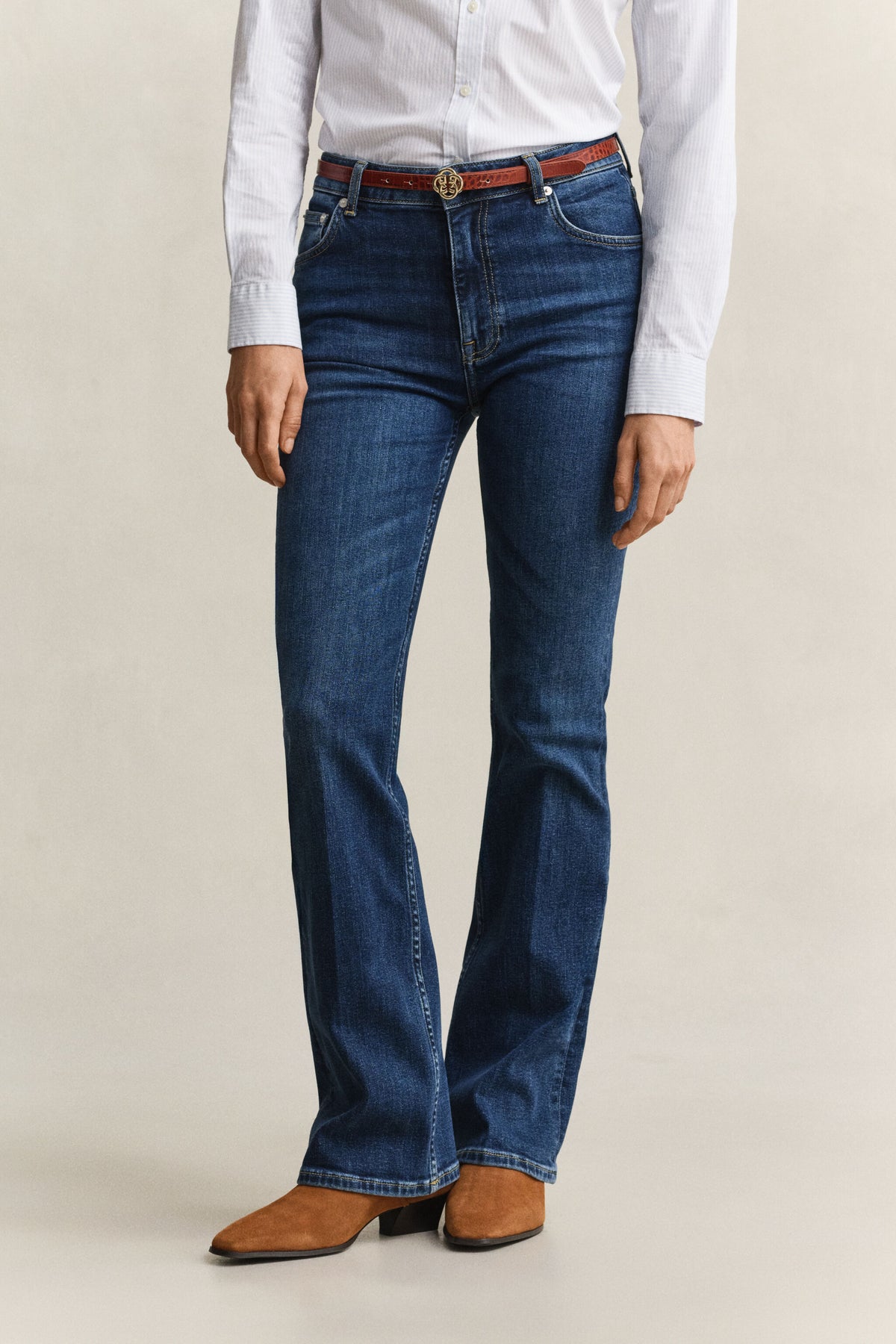 Slim Flared Jeans - Dark Blue Worn In