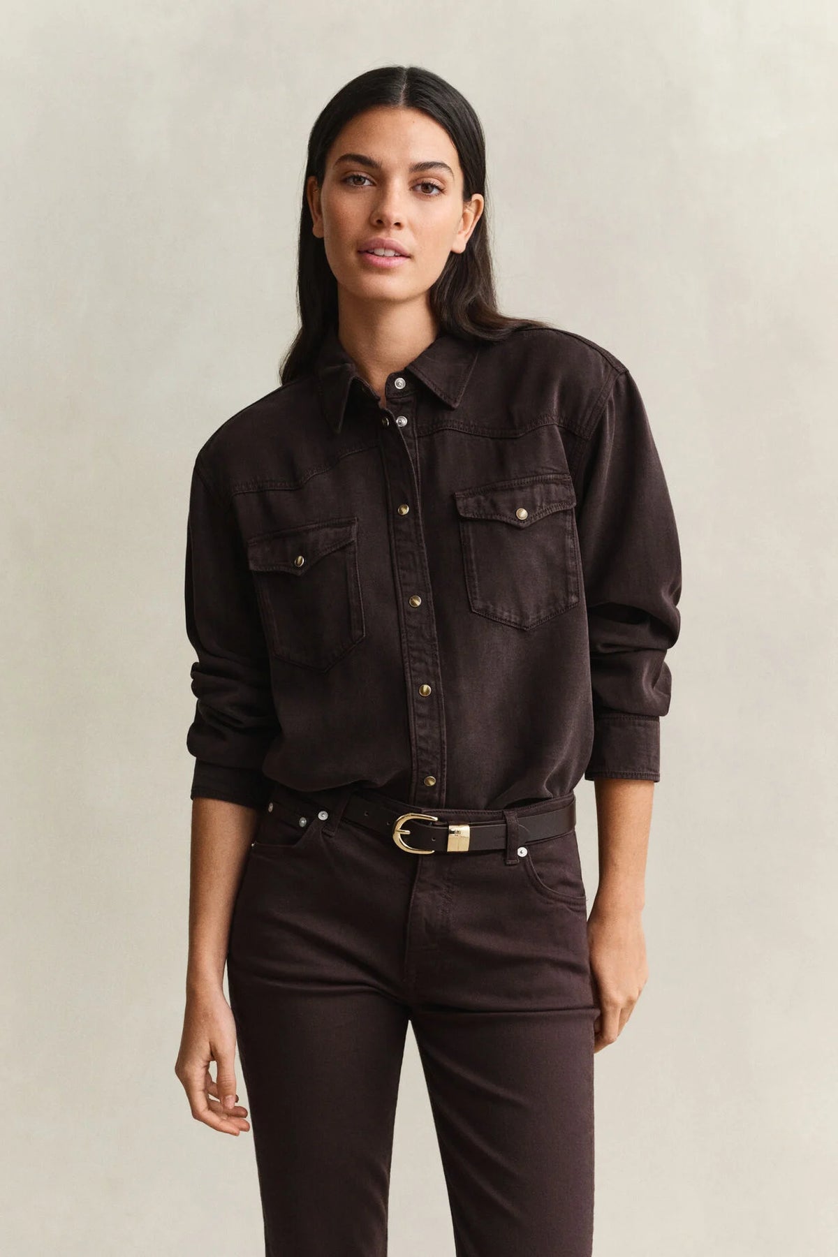 Rodeo shirt i denimtwill - Deep Brown