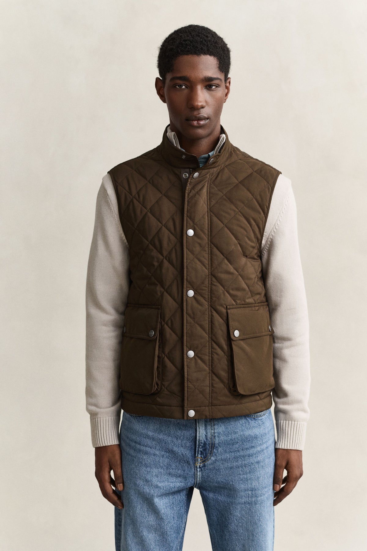 Quilted Vest - 217 BLACK BROWN