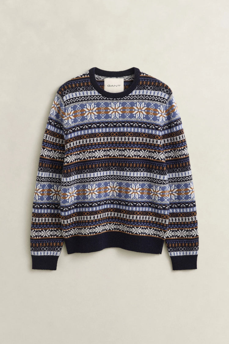 Fair Isle Crew Neck - Evening Blue