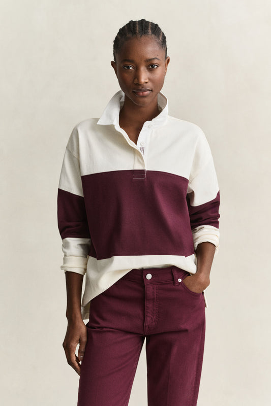 Colorblocked Heavy Rugger - DARKENED WINE