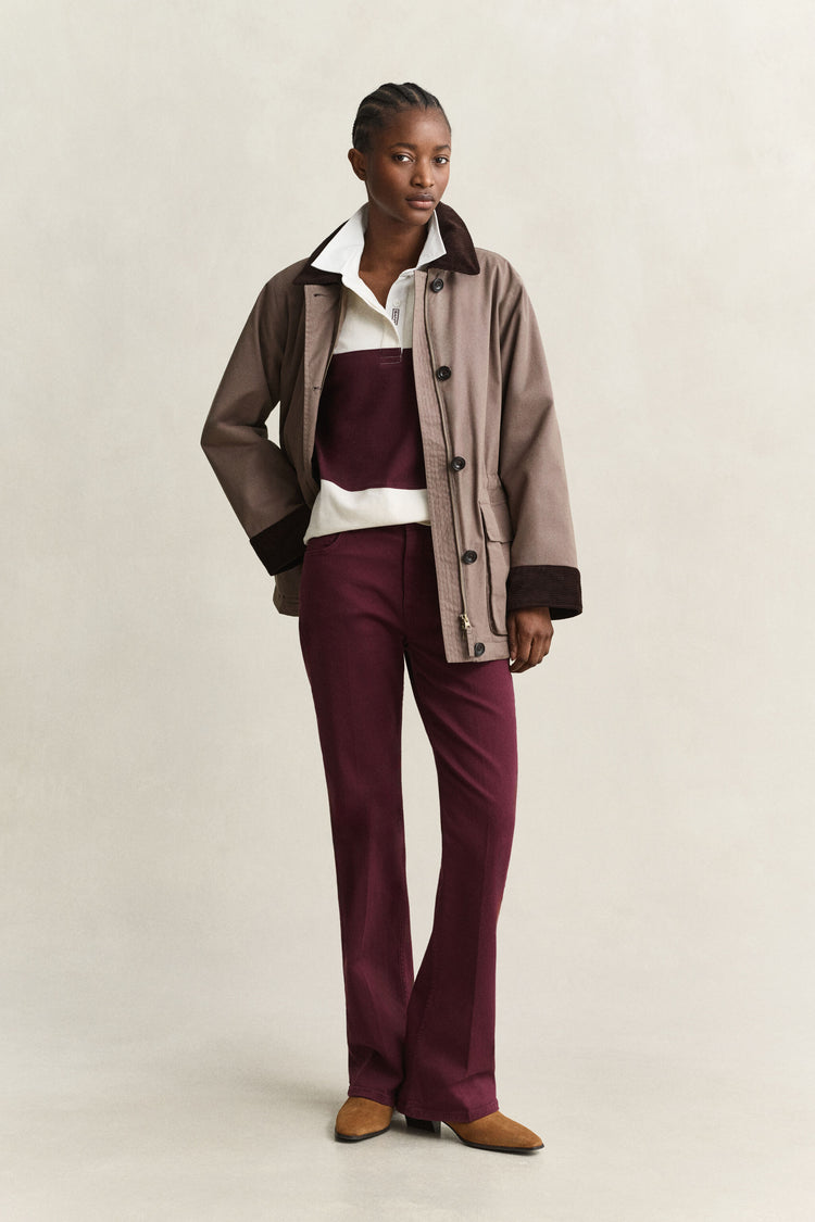 Colorblocked Heavy Rugger - DARKENED WINE