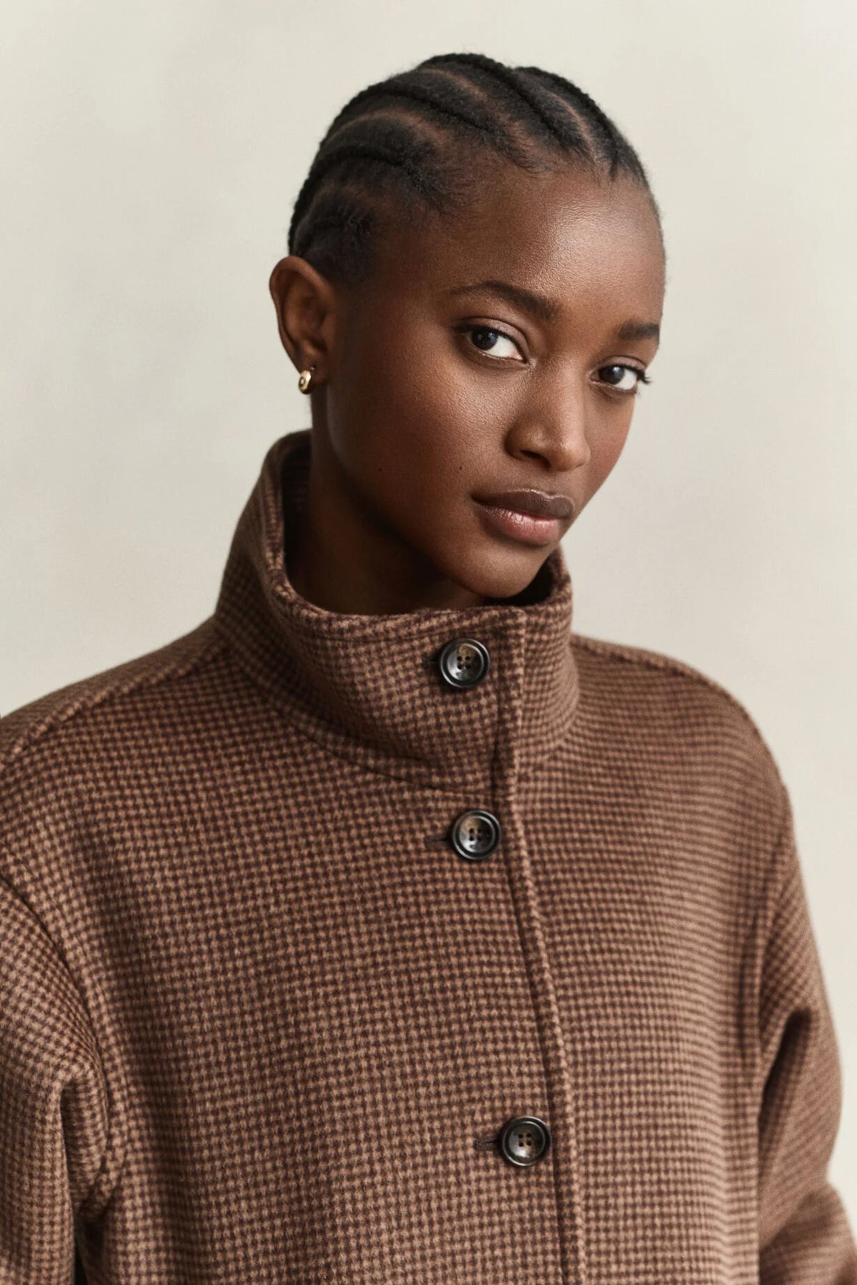 Rutig jacka i ullblandning - Deep Brown