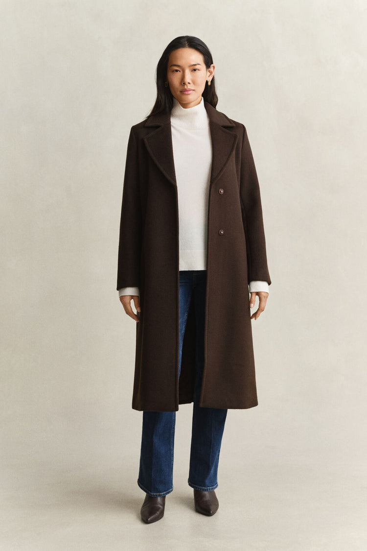 Handstitched Belted Coat - Deep Brown