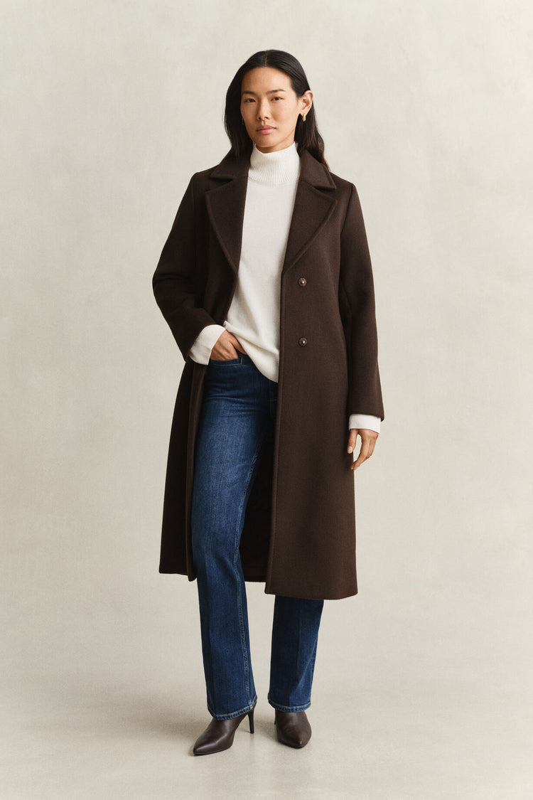 Handstitched Belted Coat - Deep Brown