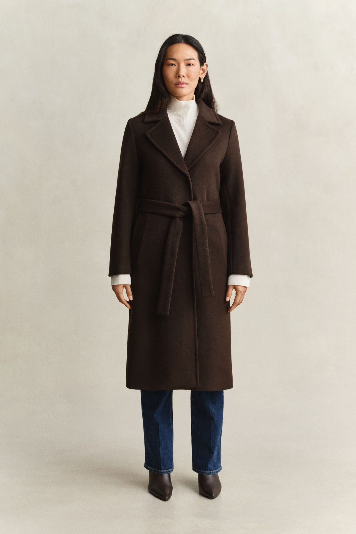 Handstitched Belted Coat - Deep Brown