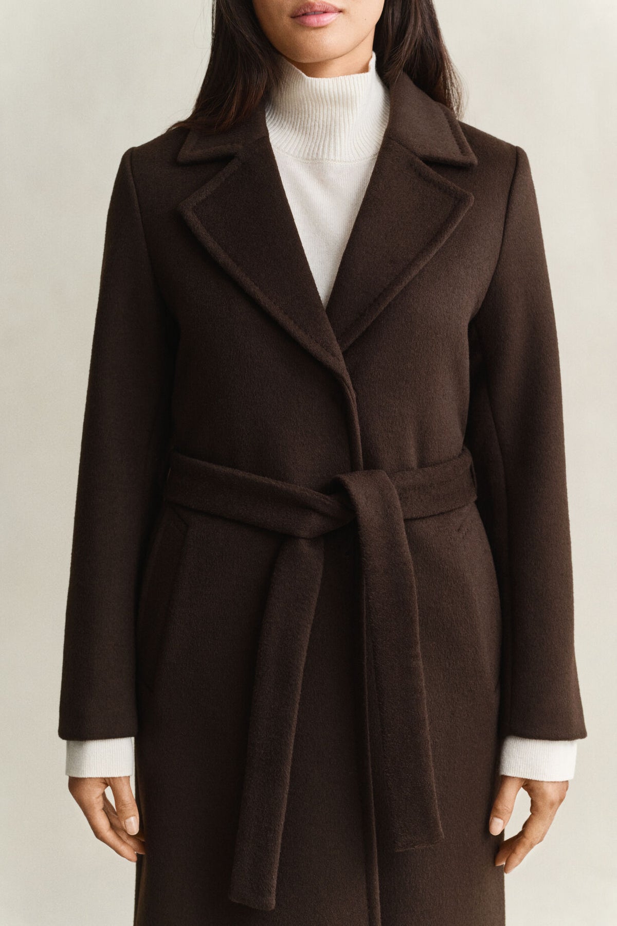 Handstitched Belted Coat - Deep Brown