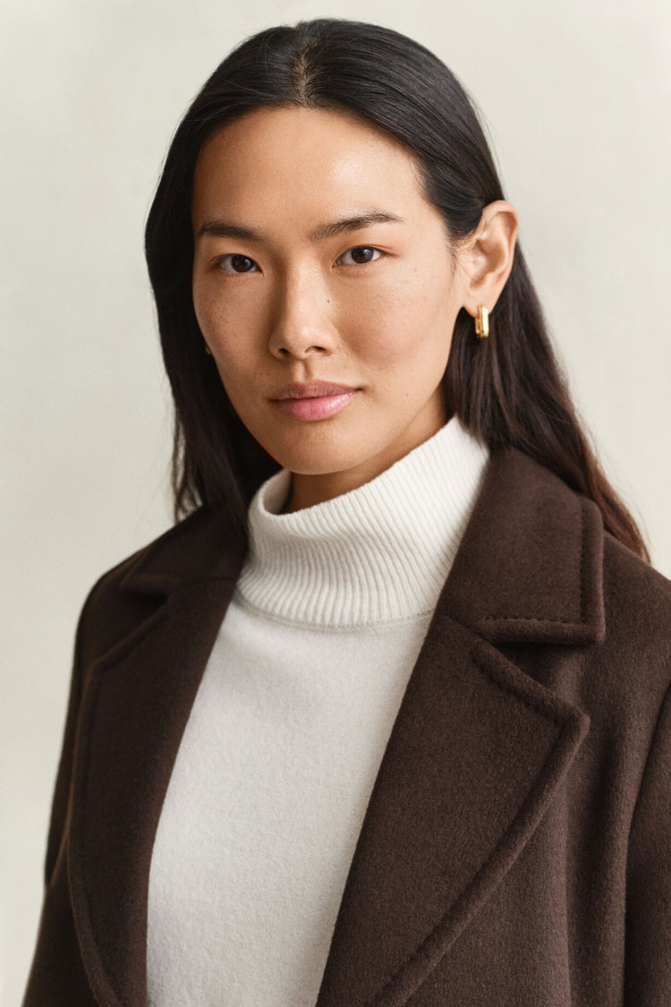 Handstitched Belted Coat - Deep Brown