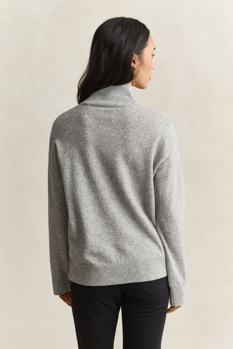 Superfine Lambswool Mockneck - Grey Melange