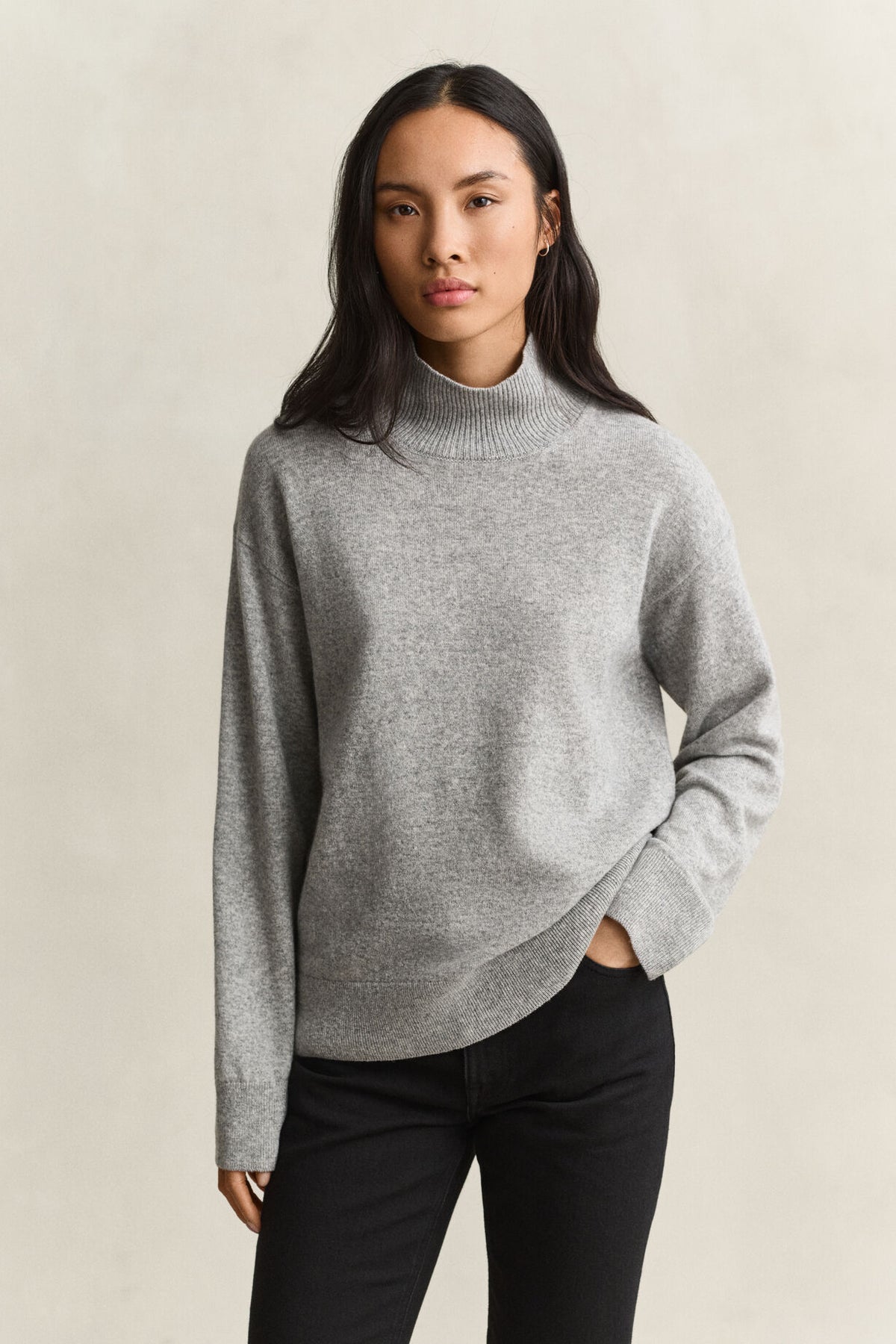 Superfine Lambswool Mockneck - Grey Melange