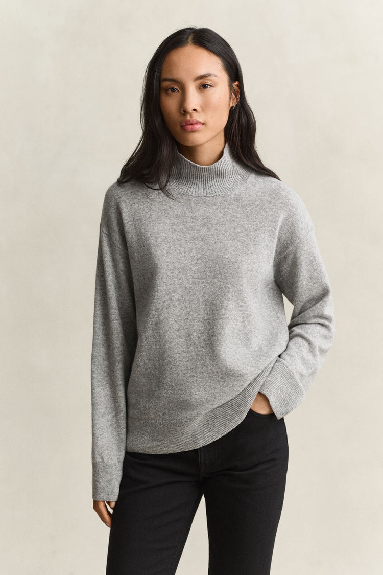 Superfine Lambswool Mockneck - Grey Melange