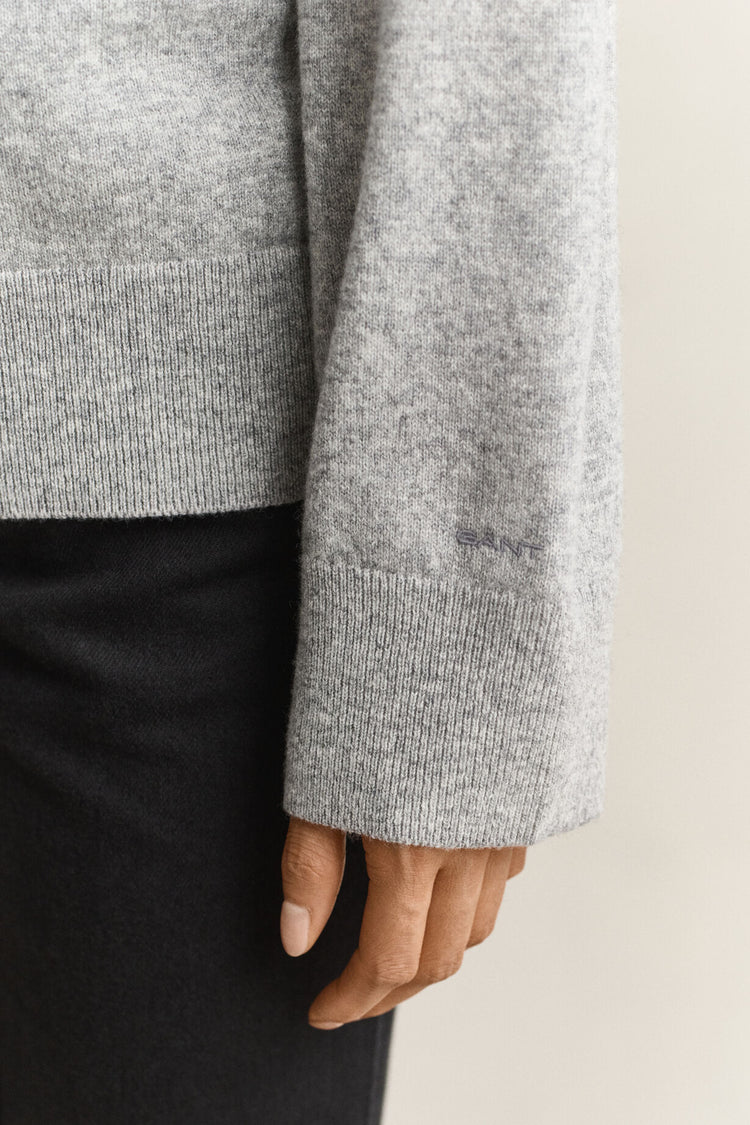 Superfine Lambswool Mockneck - Grey Melange