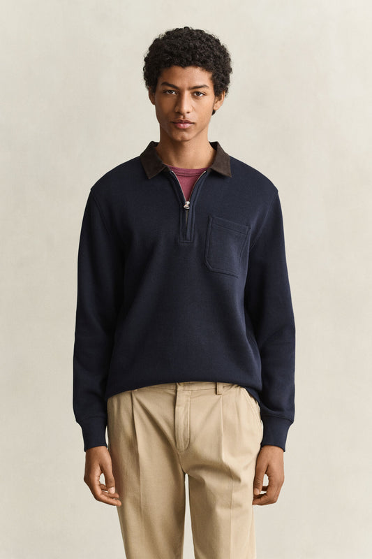 Half Zip Rugger - Evening Blue