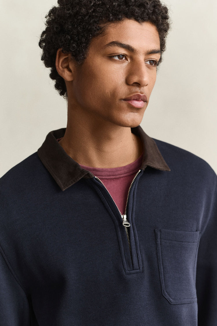 Half Zip Rugger - Evening Blue