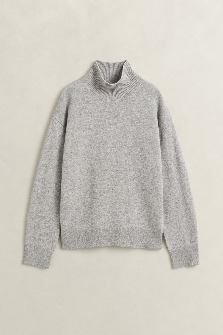 Superfine Lambswool Mockneck - Grey Melange