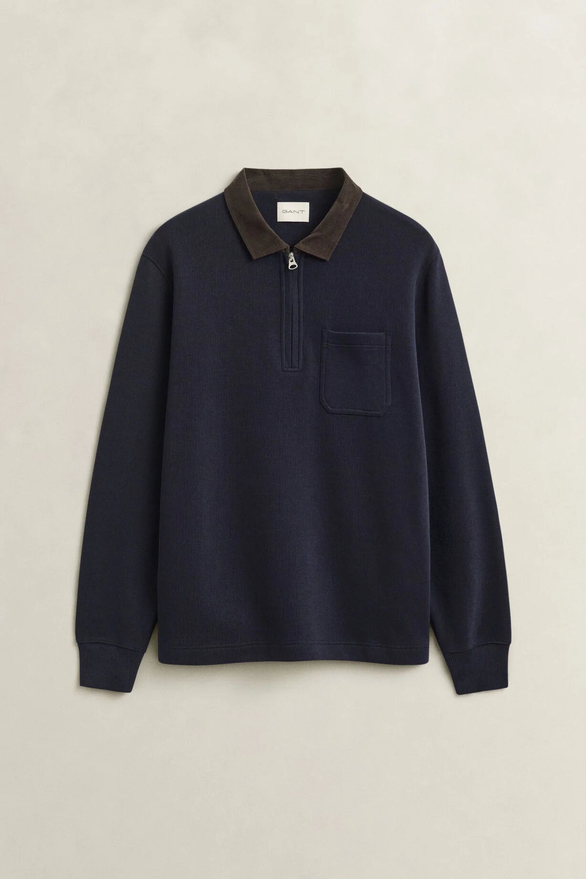 CORD COLLAR HALF ZIP RUGGER - 433 EVENING BLUE