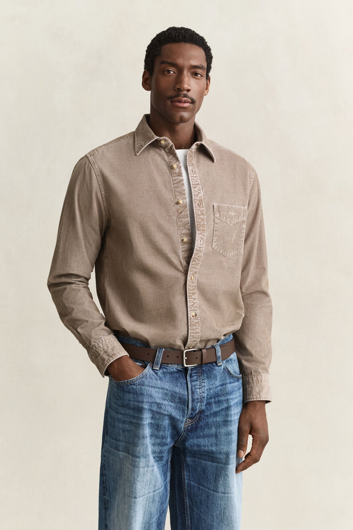 REG GMNT DYED CORD SHIRT - 251 MIST TAUPE