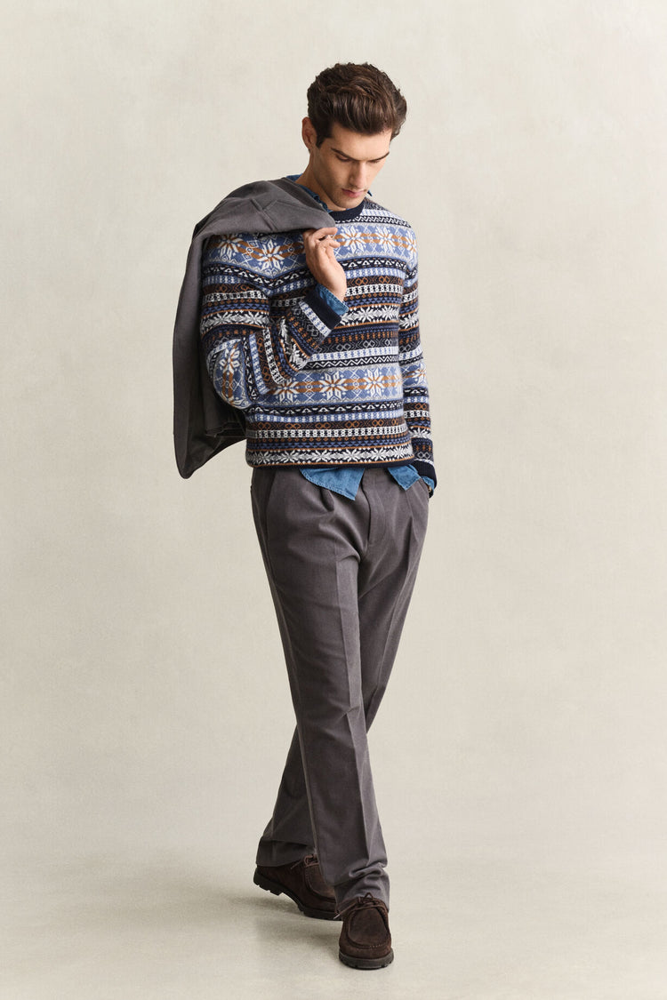 Fair Isle Crew Neck - Evening Blue