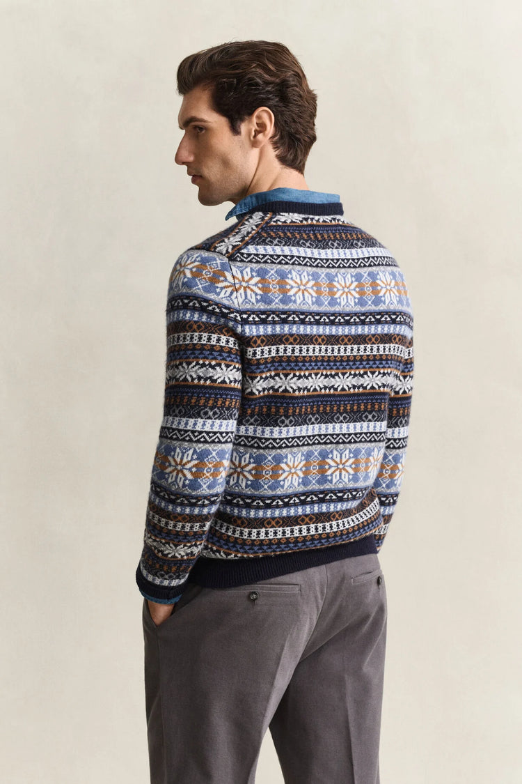 Fair Isle Crew Neck - Evening Blue