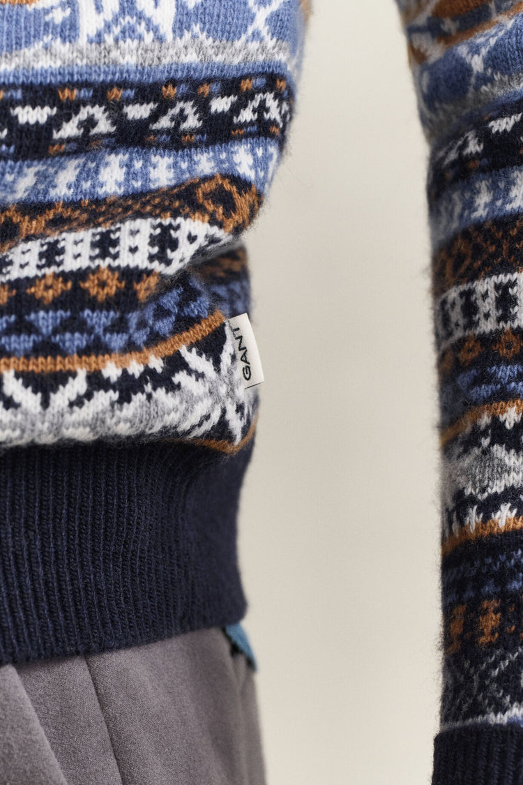 Fair Isle Crew Neck - Evening Blue