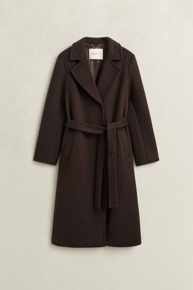 Handstitched Belted Coat - Deep Brown