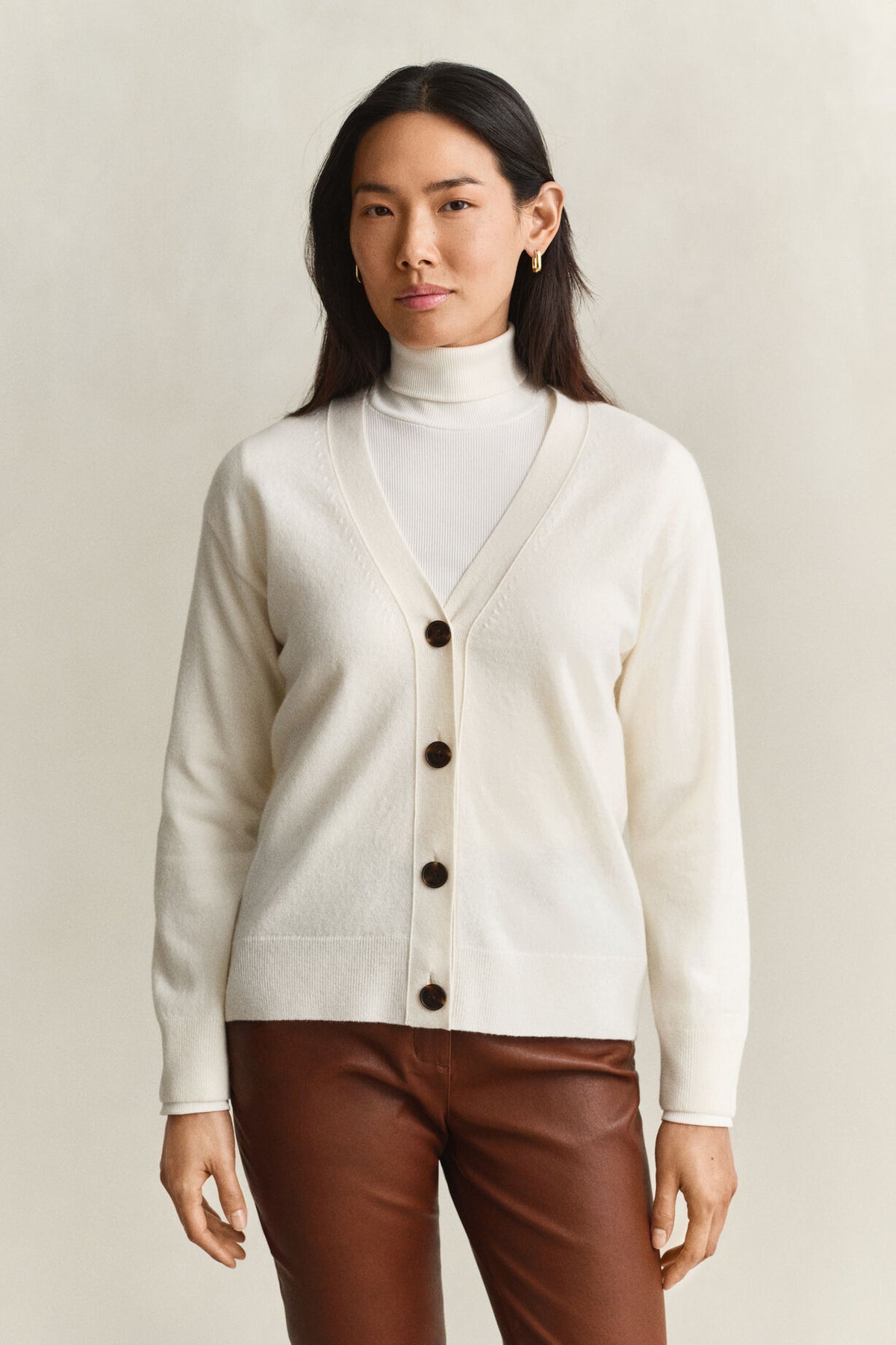 Superfine Lambswool Cardigan - CREAM
