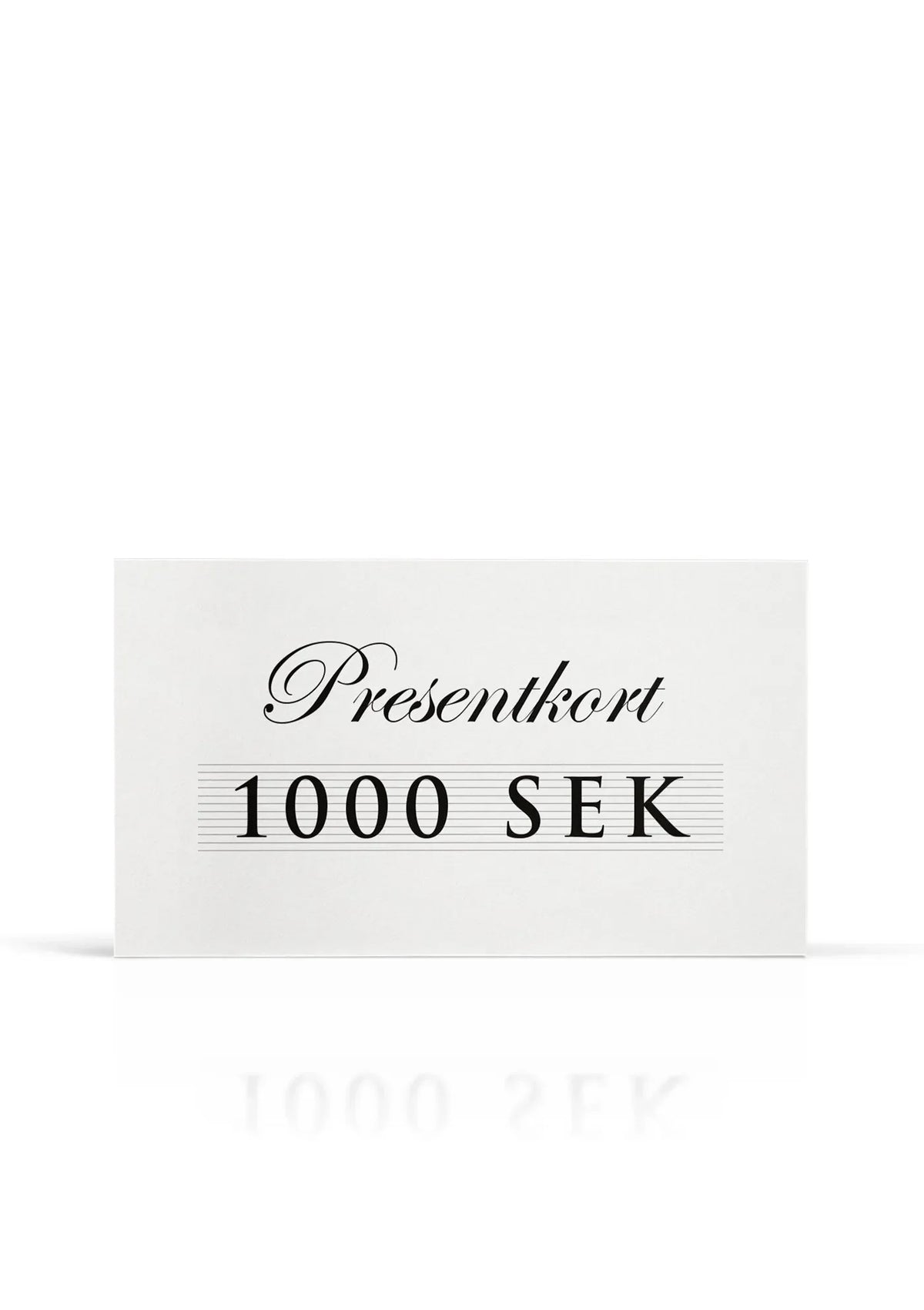 Presentkort 1000 SEK i minimalistisk vit design för herrkläder och accessoarer