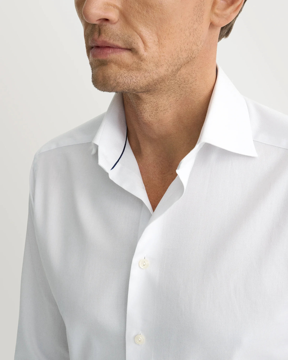 Signature Twill-skjorta Super Slim - Vit – närbild