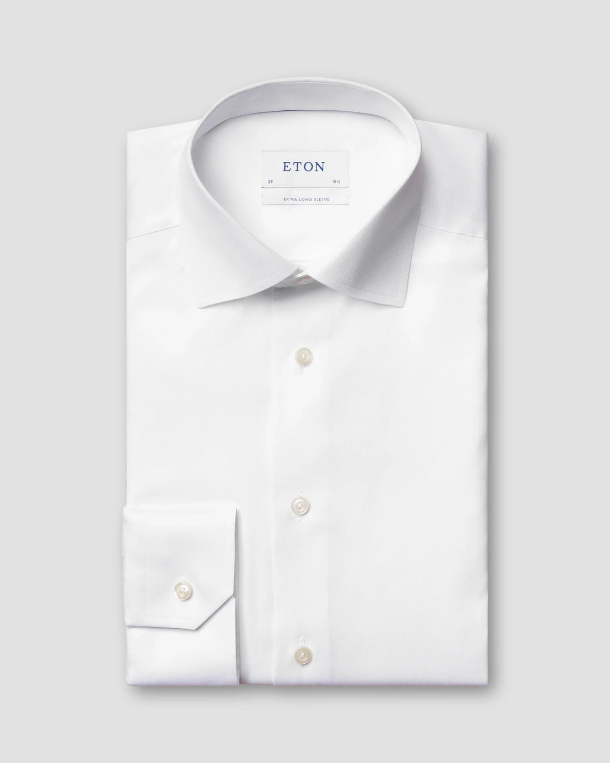 Signature Twill-skjorta Contemporary, extra långa ärmar - Vit – detalj